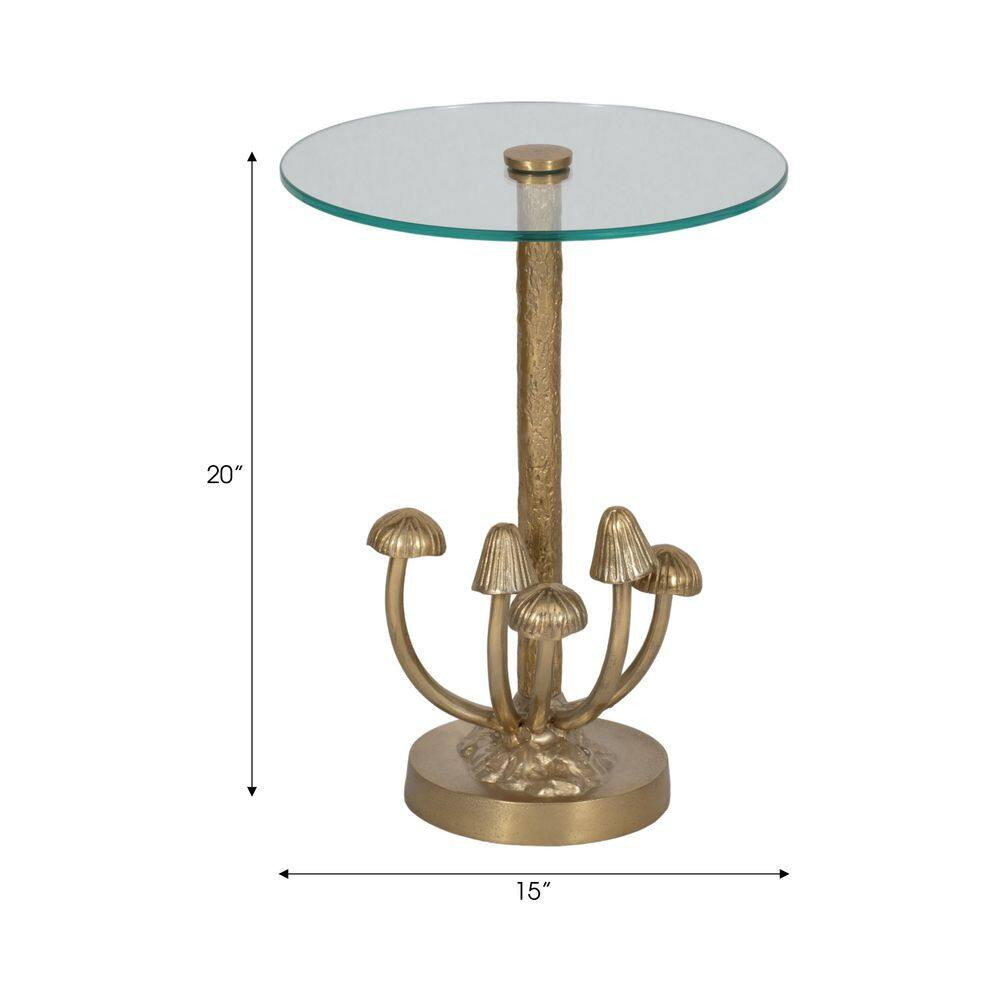 15 In. Gold round Glass Accent Table