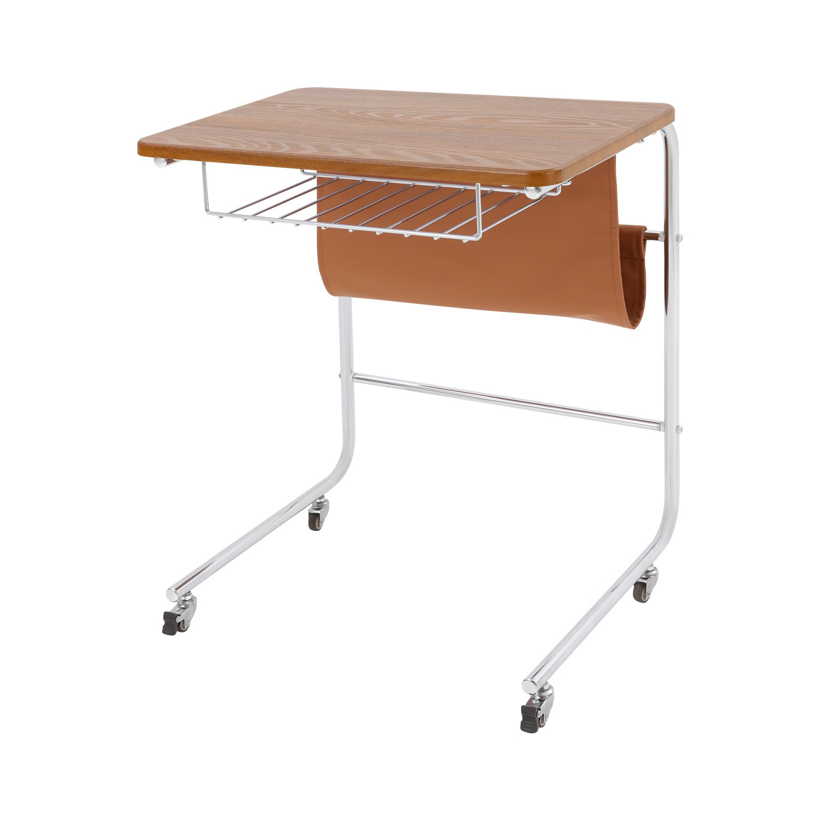 Sofa Side Table,C-Shaped End Table with Universal Wheels,End Table living room