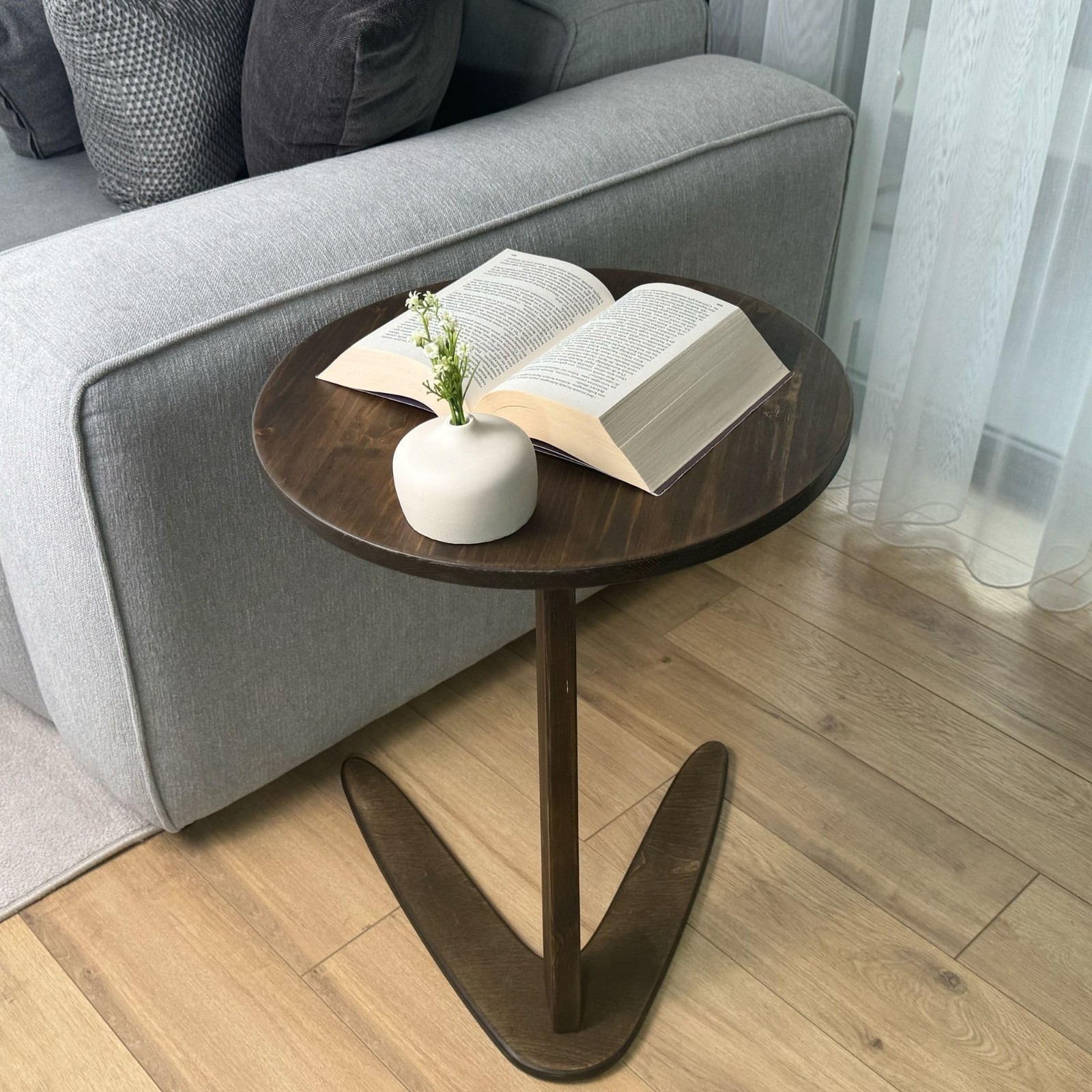 C-Shaped Handmade End Table, Side Table for Couches, Sofa Tables Slide Under …