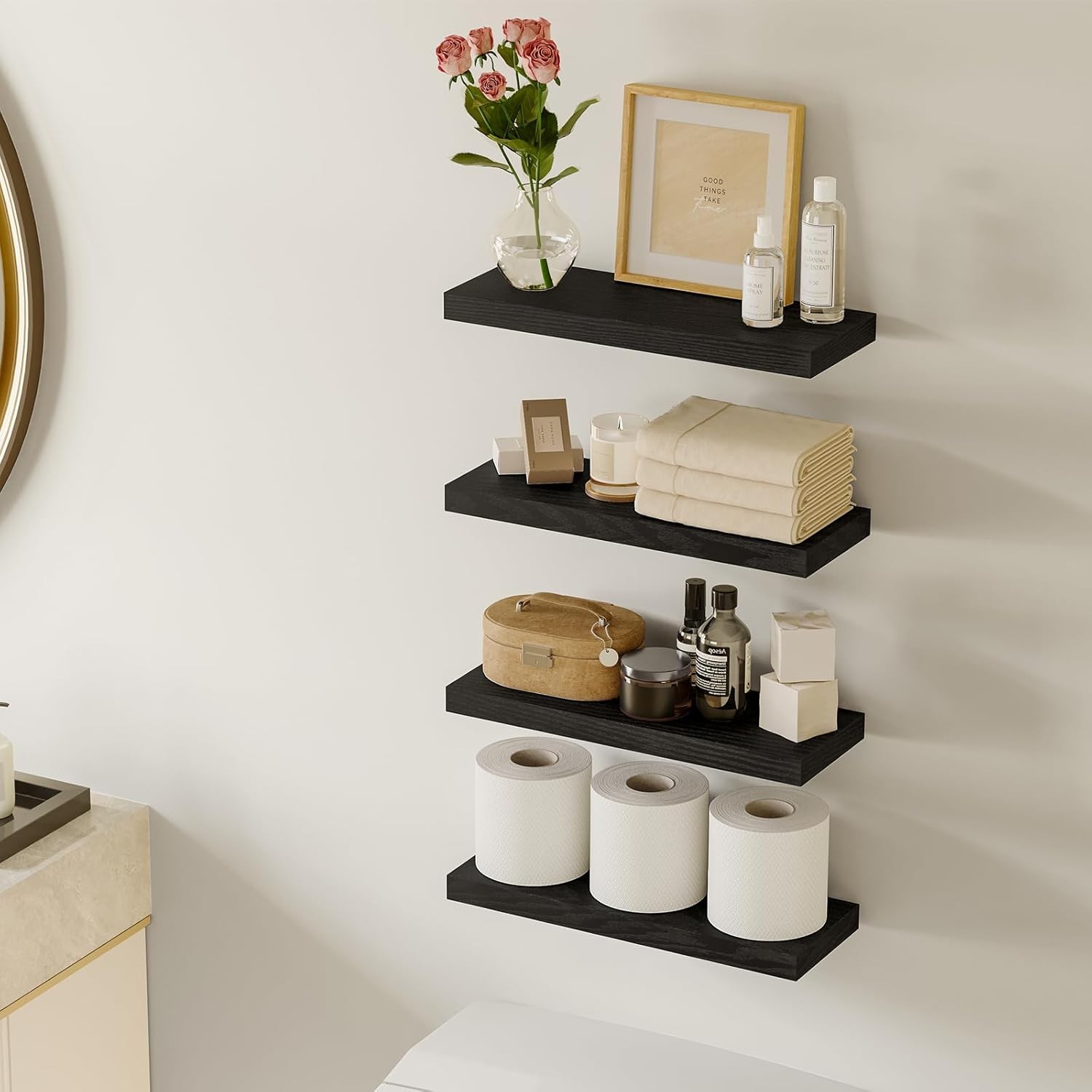 Fixwal Floating Shelves for 15.8 inches x 5.5 x 1.2 inches, Black