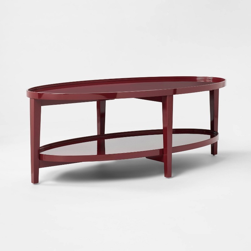 Coffee Table Lacquer Finish Dark Red