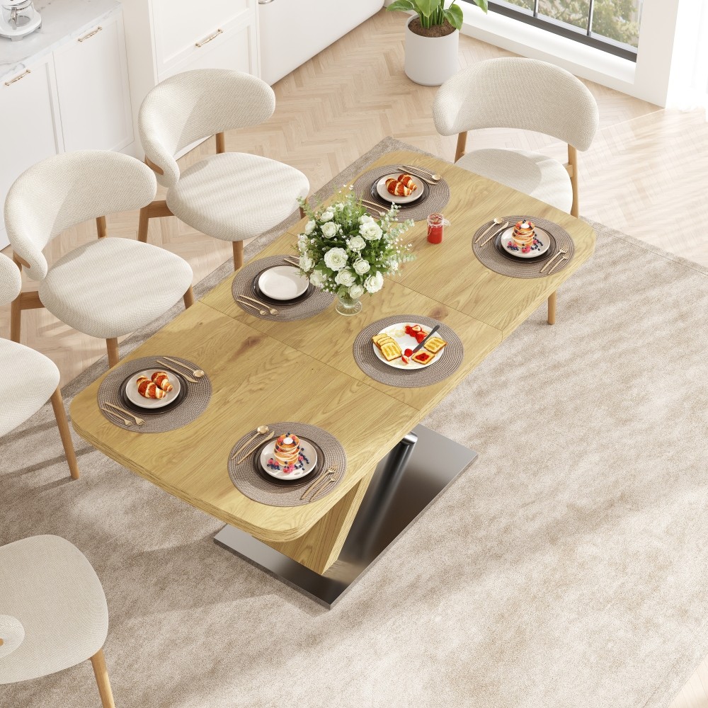 47.25”-63”Modern White Glossy Dining Tablefor4-6People Extendable Dining Table