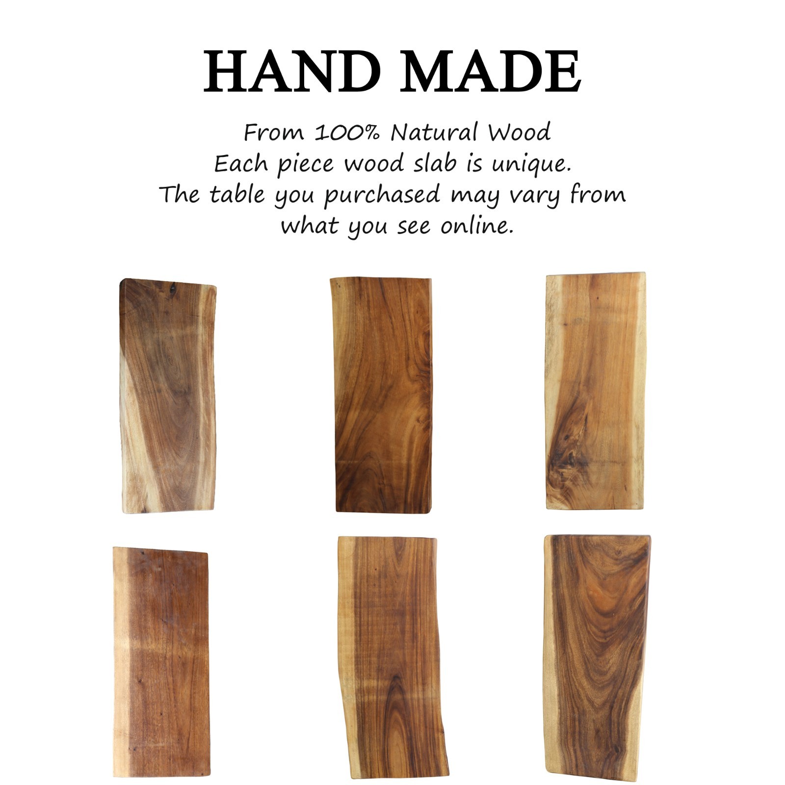 Natural Solid Wood Slab Table Top Rectangle DIY for Live Edge Coffee Side Table