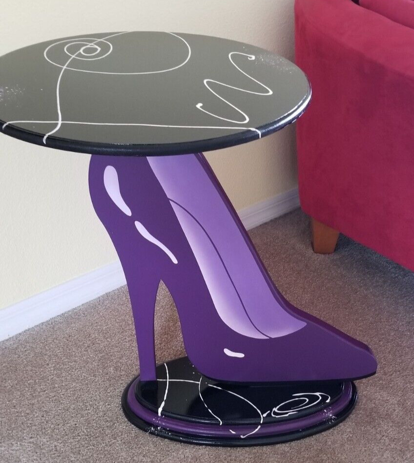 Purple Shoe Table, high heel table, unique shoe End Table, accent table by Art69