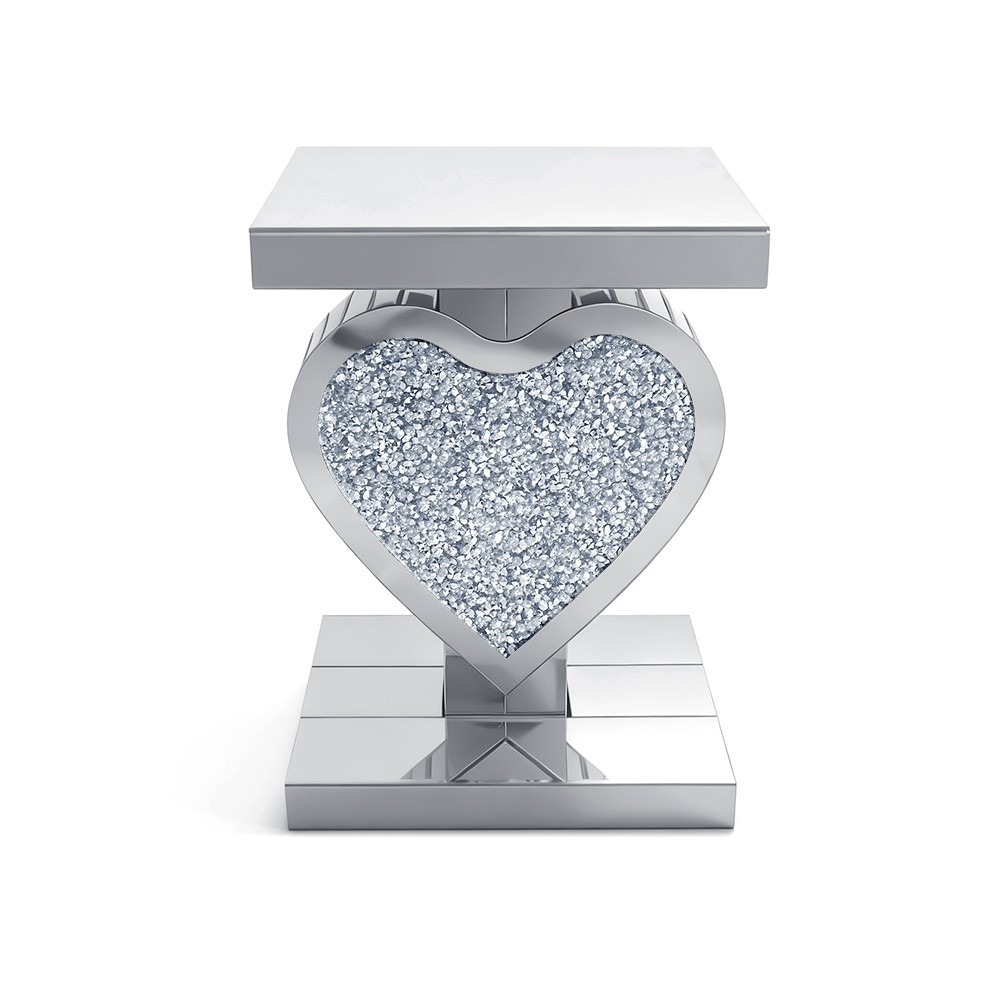 23.6″heart-shaped diamond set mirrored edge table，Modern light luxury home style