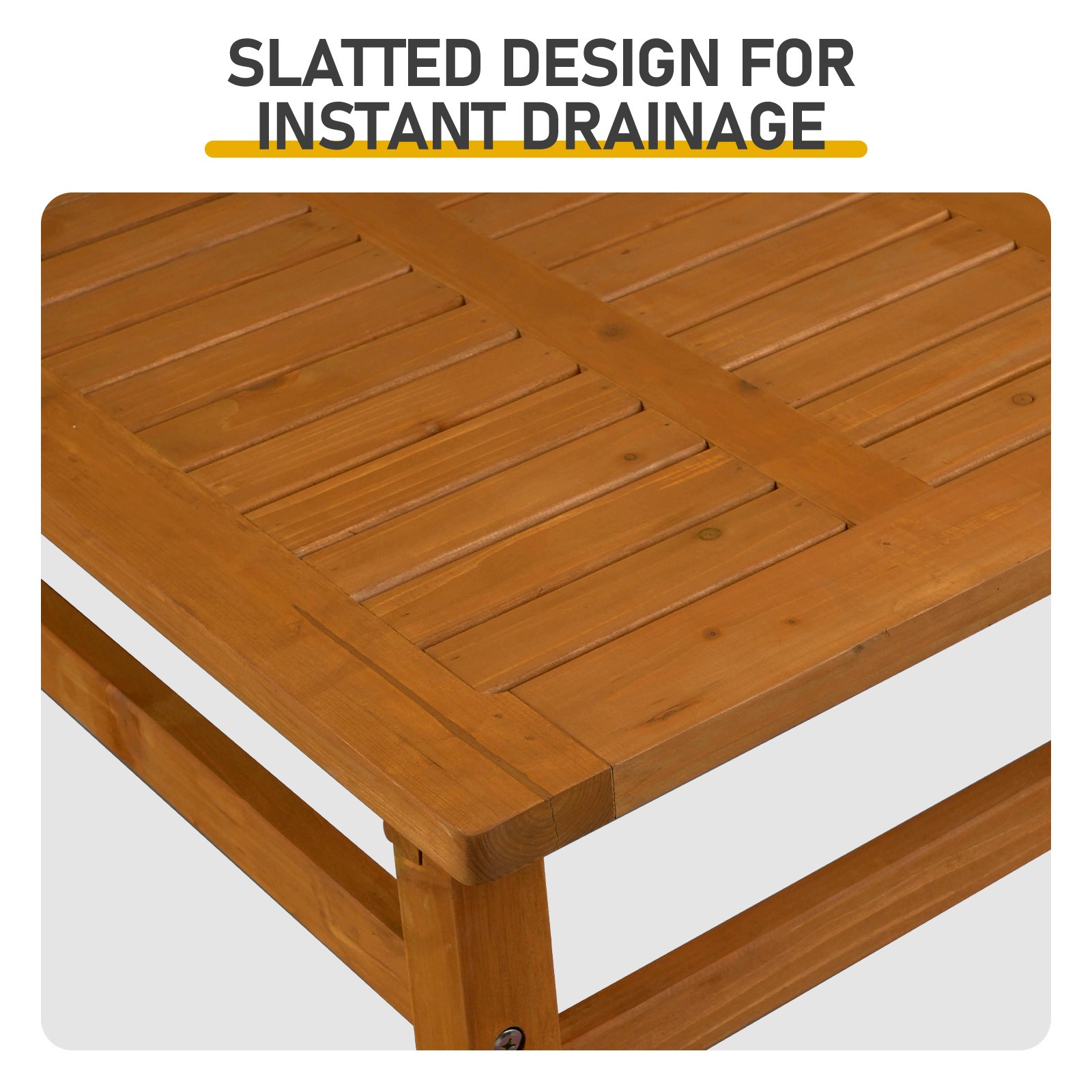 Outdoor Wood Coffee Table, 42″ Farmhouse Side Table For Patio, Solid Cedar Wood