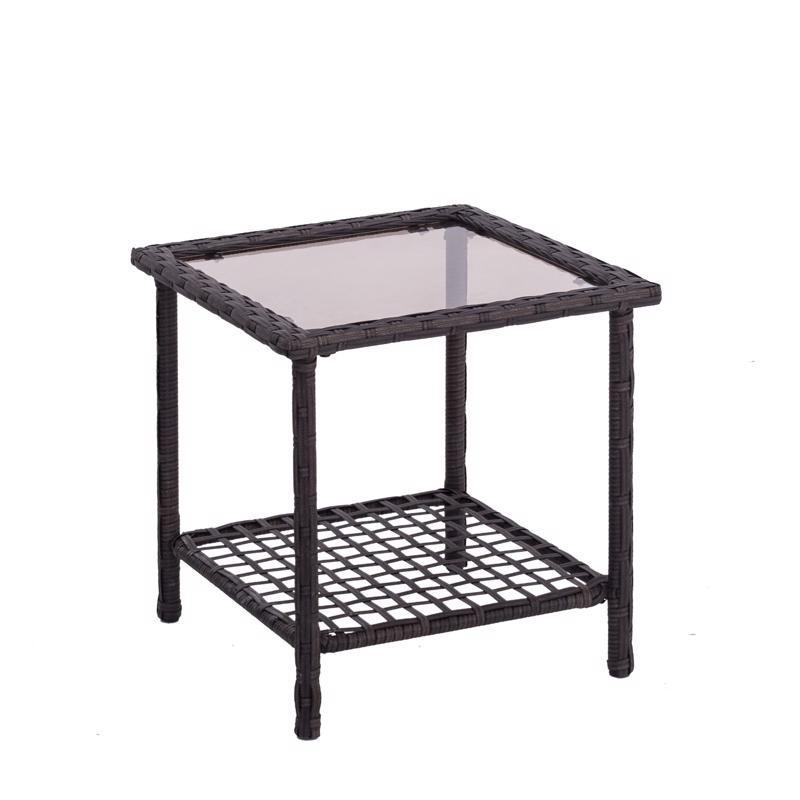 Living Accents Prescott Brown Square Glass Side Table