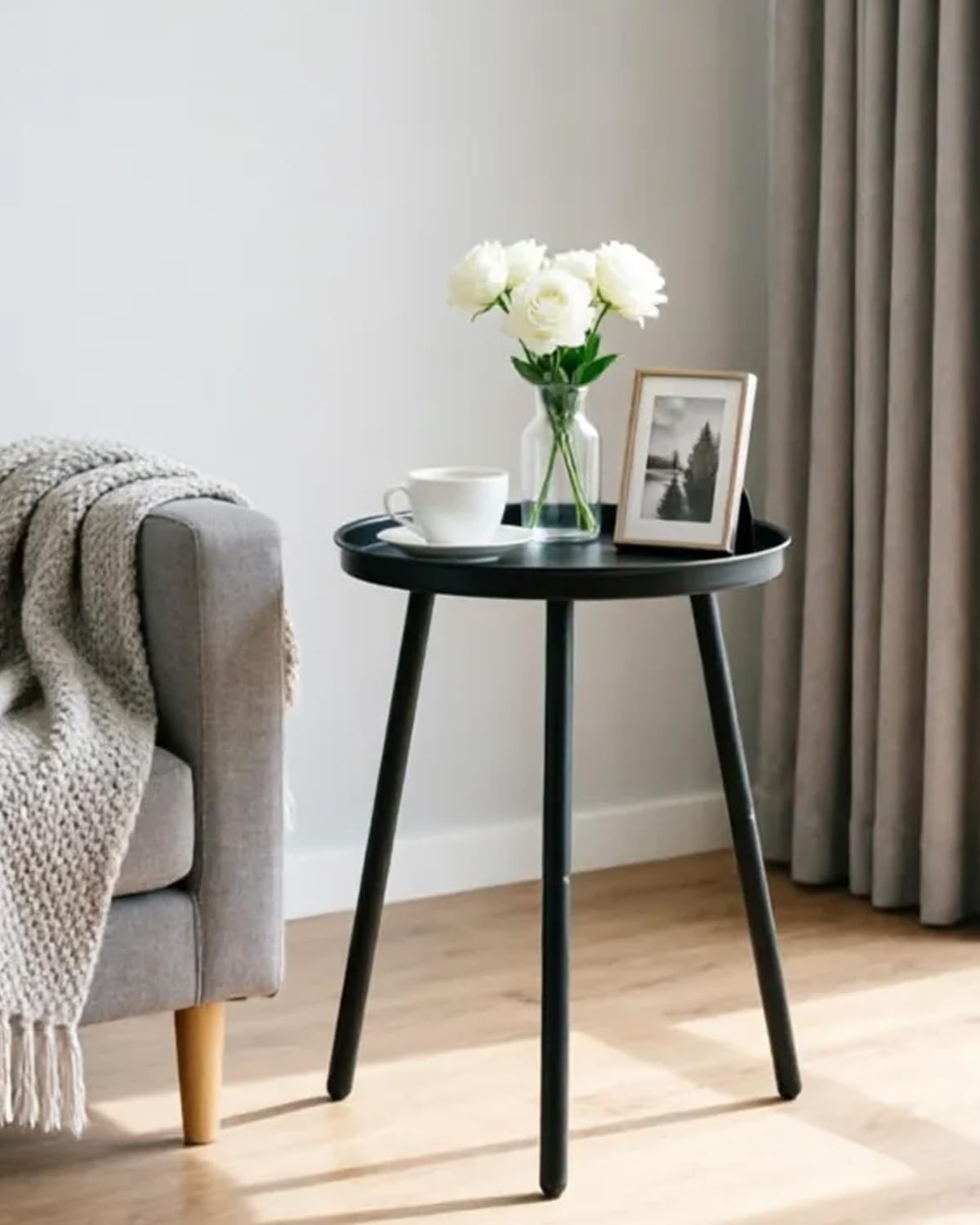 Side Table End Table Any Room Small Side Tables Small Spaces All Matte Black W/