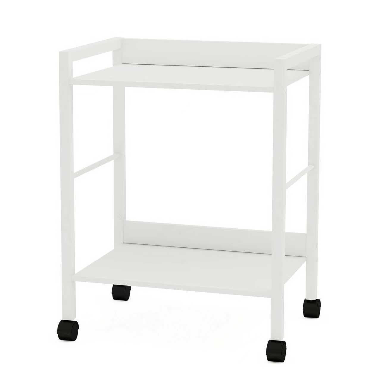 Aopark 2-Tier Rolling Utility Cart with White Shelves and White Metal Frame, …