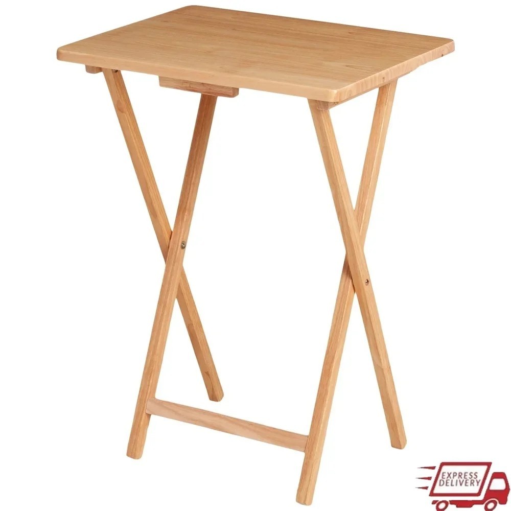 Folding TV Tray Table Portable Snack Laptop Desk Small Space Side Table Wood