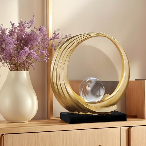 Shelf Decor Statues,Coffee Table Modern Abstract Stripe Home Decor Golden