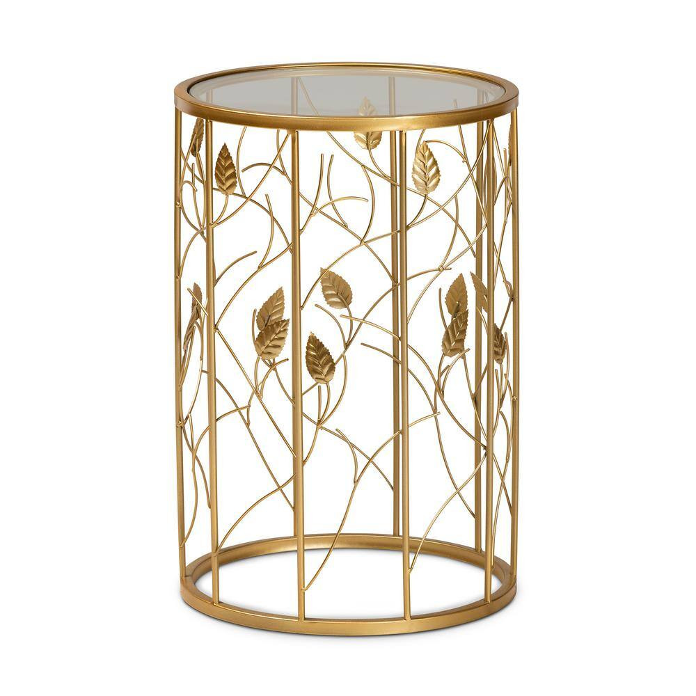 Anaya 15 In. Gold round Glass End Table