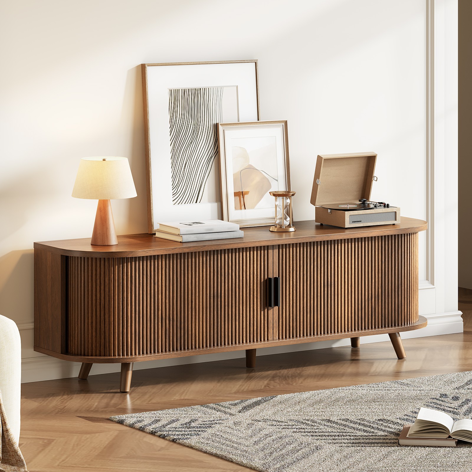TV Stand for TVs Entertainment Center 59.1″L x 15.7″W x 21.7″H TV Console Table