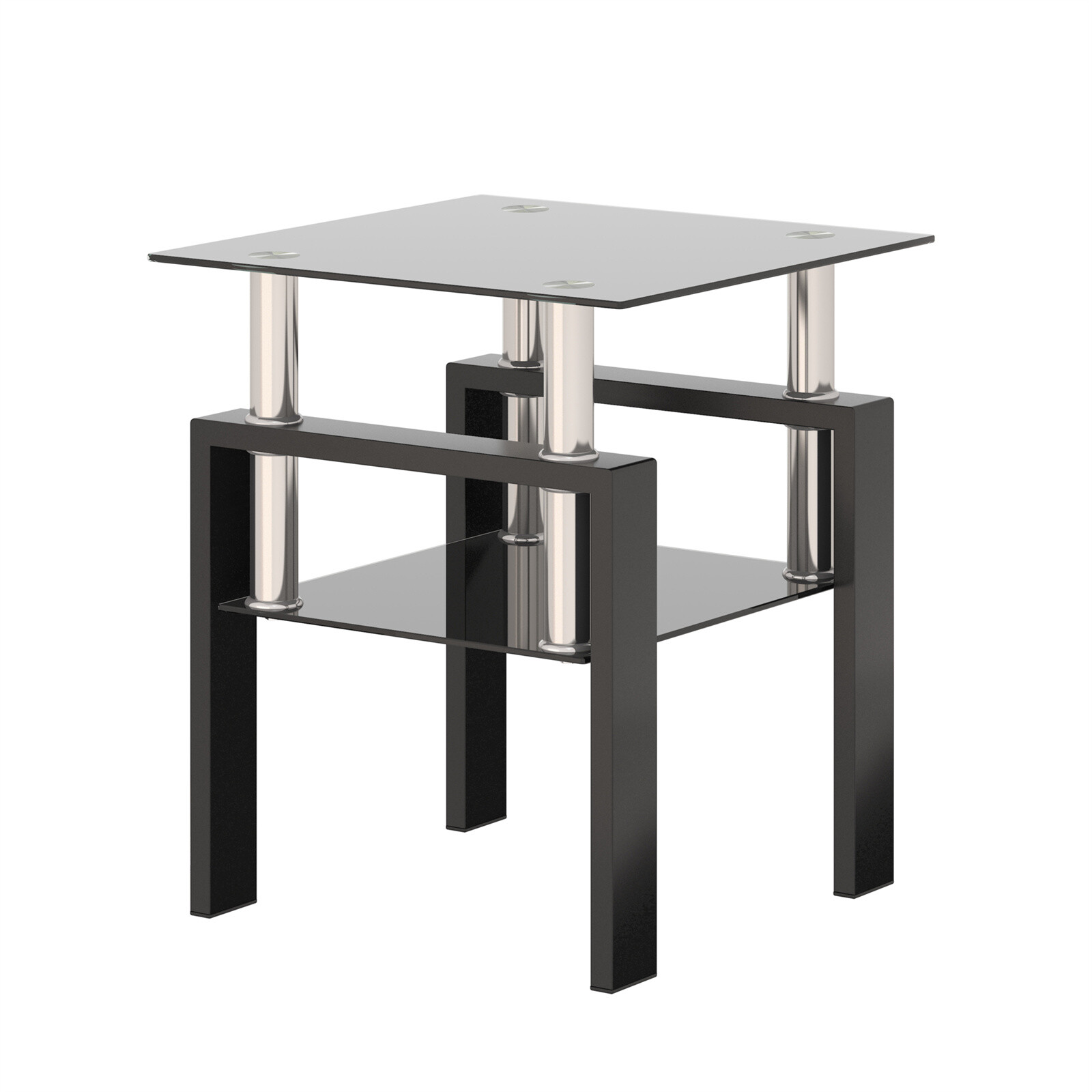 Modern Tempered Glass Set of 2 Coffee Table Tea Table Square Table End Table