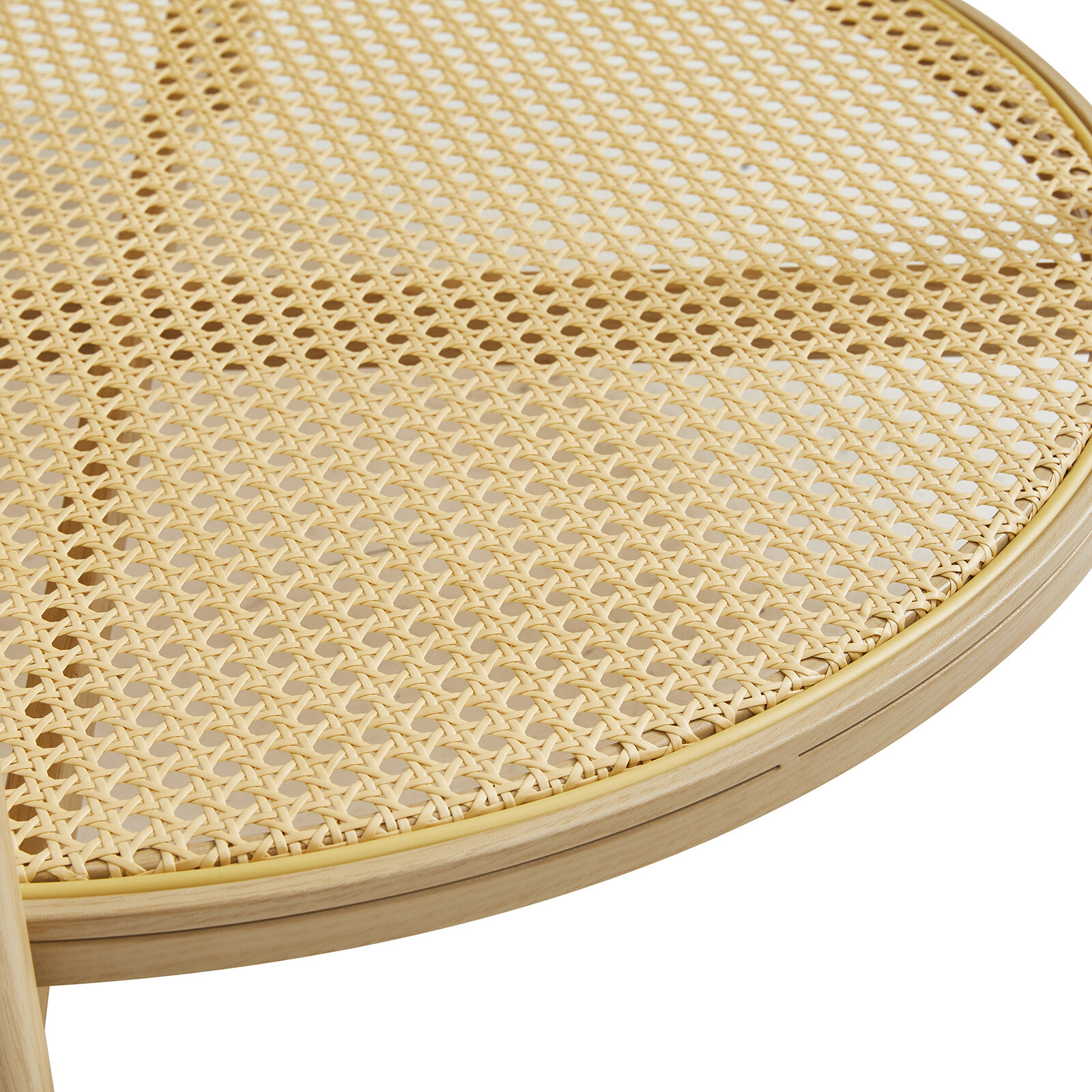 Modern Round Rattan Glass Metal Coffee Table Small 2-Tier End Table Living Room