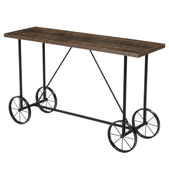 63-Inch Industrial Bar Table, Home Counter Height Pub Table with Metal Footrest