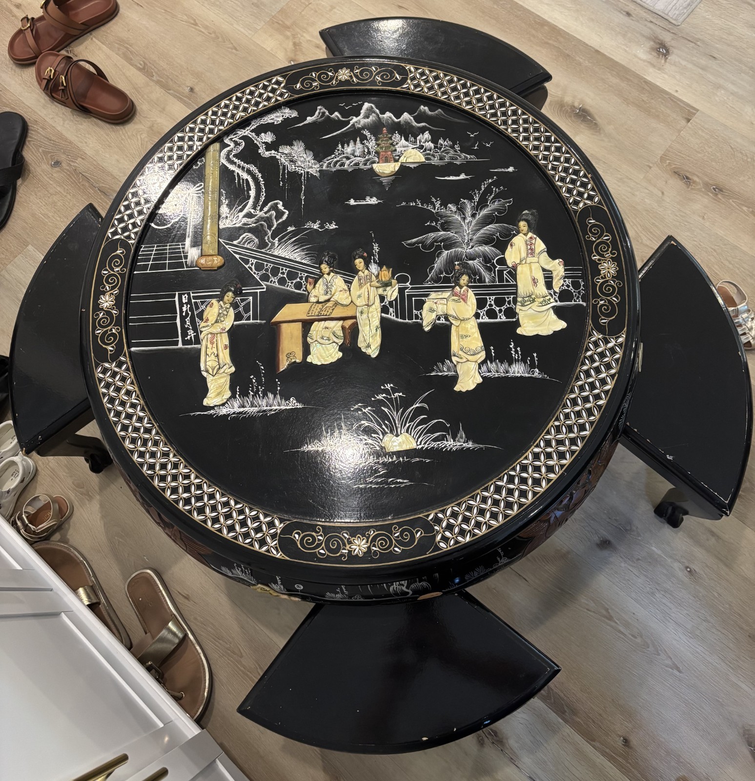 Shiny Black Lacquer Oriental Coffee Table