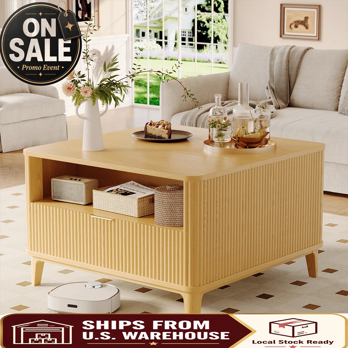 Lift Top Coffee Table w/ Storage Coffee Table Adjustable Height for Living Room