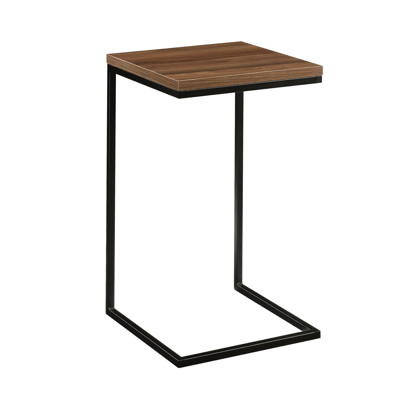 C-Shape Metal End Table Canyon Walnut Finish Powder-coated Home Any Room New