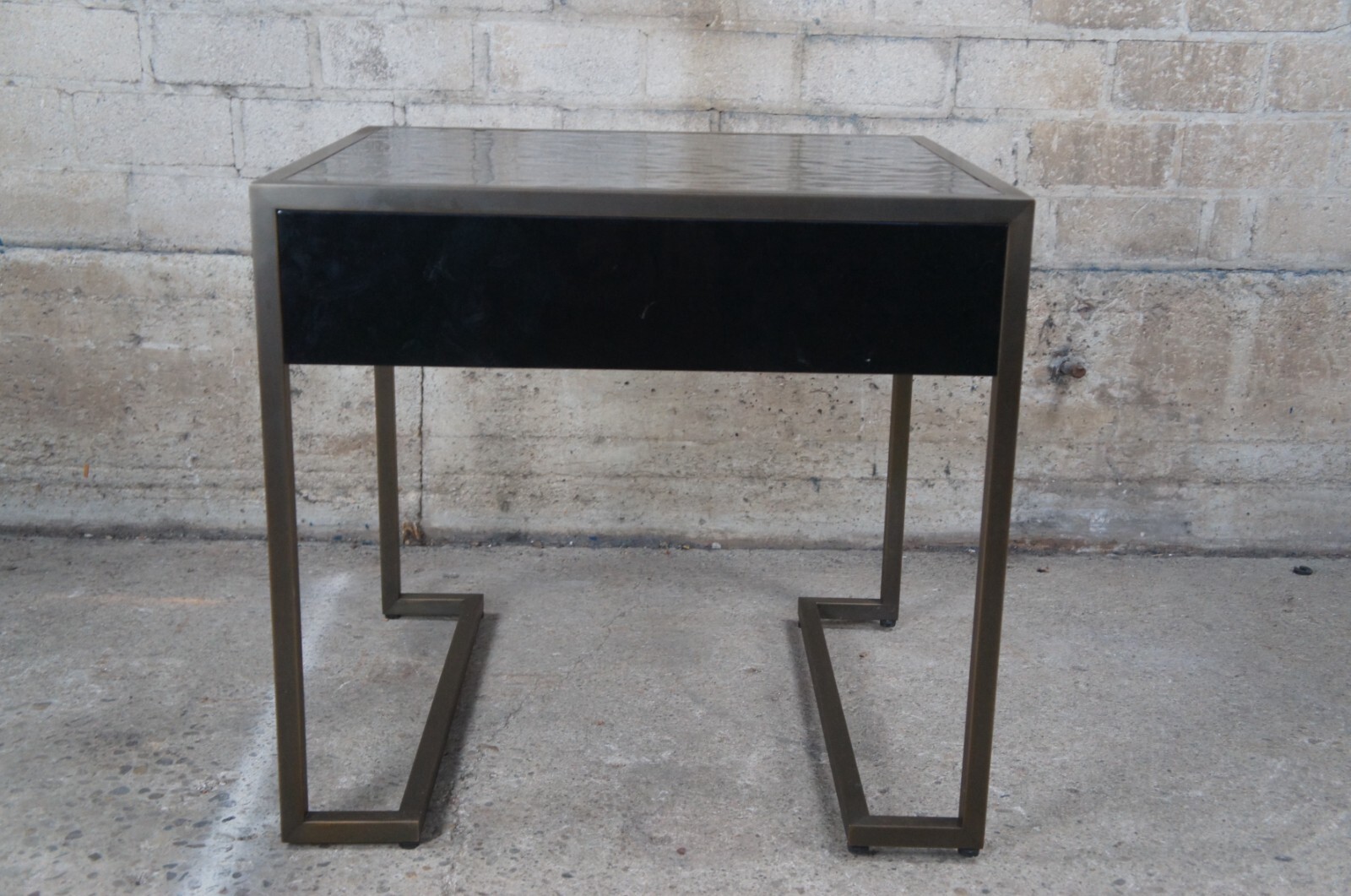 Baker Milling Road Kara Mann Modern Lacquer & Metal Side End Table Nightstand