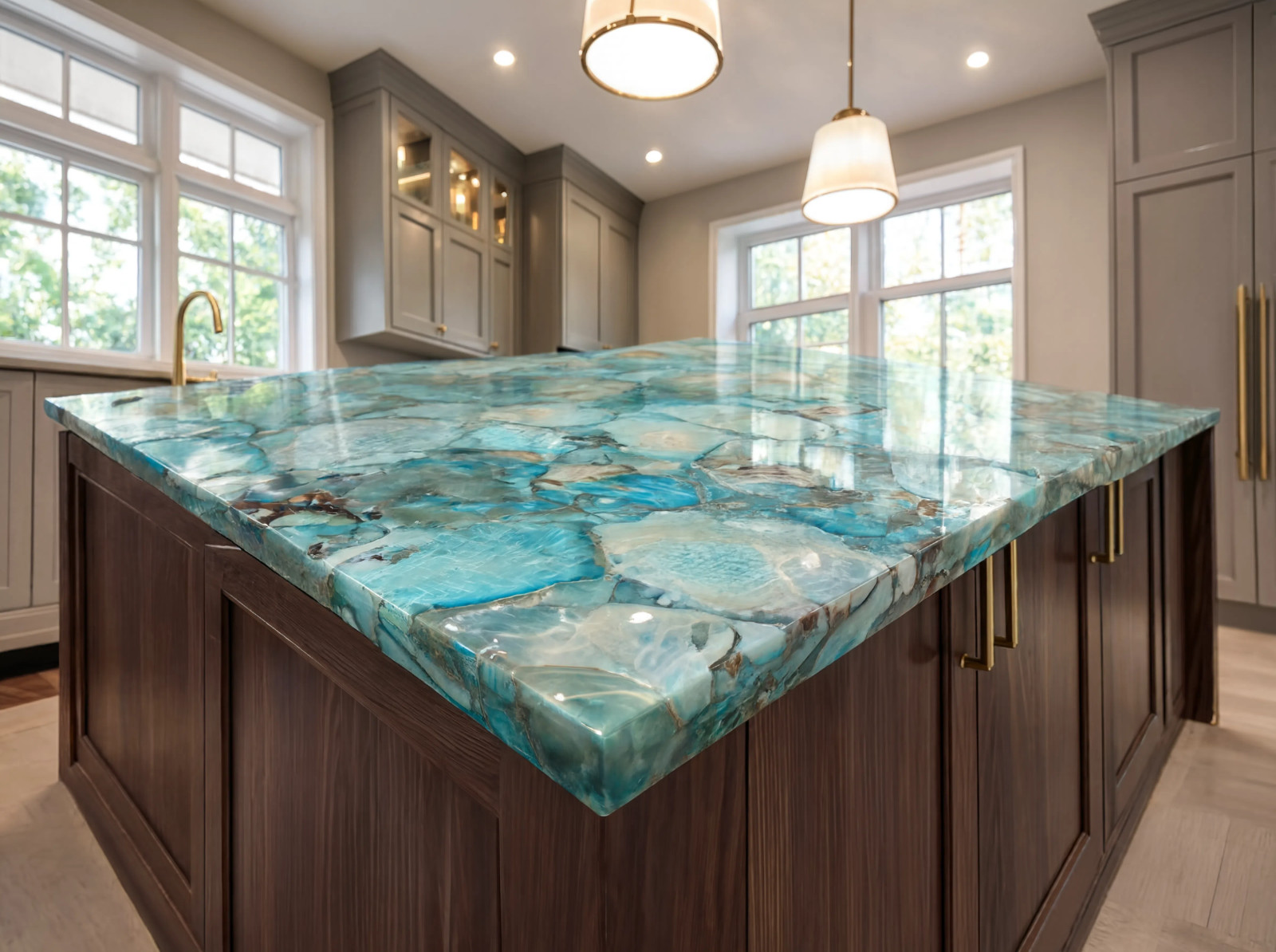 Amazonite Gemstone Countertop | Natural Crystal Stone Slab