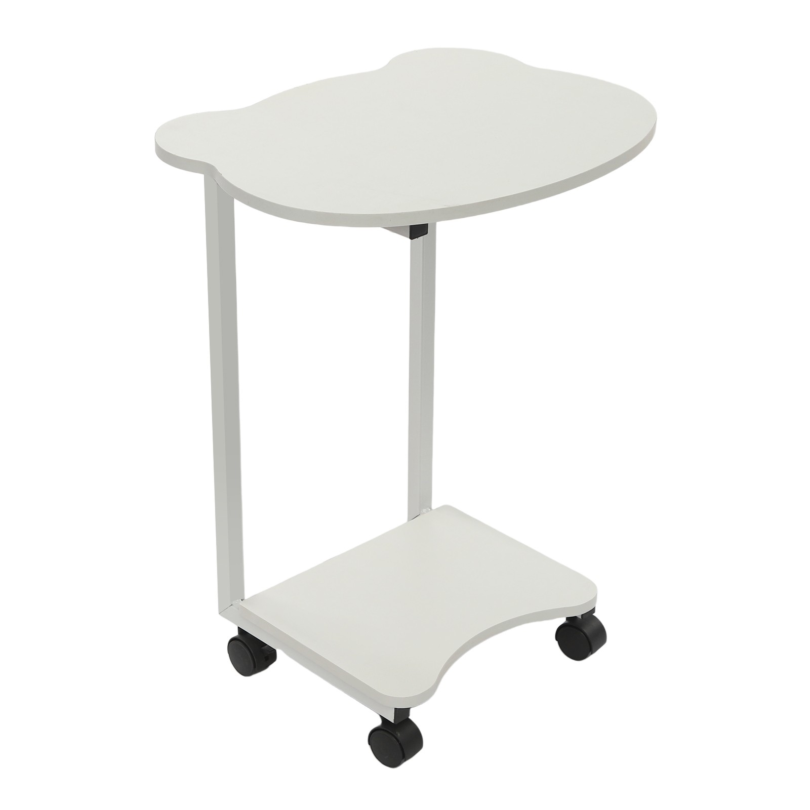 C Shaped Side Table w/ Wheels End Table for Small Space C Table for Couch Sofa