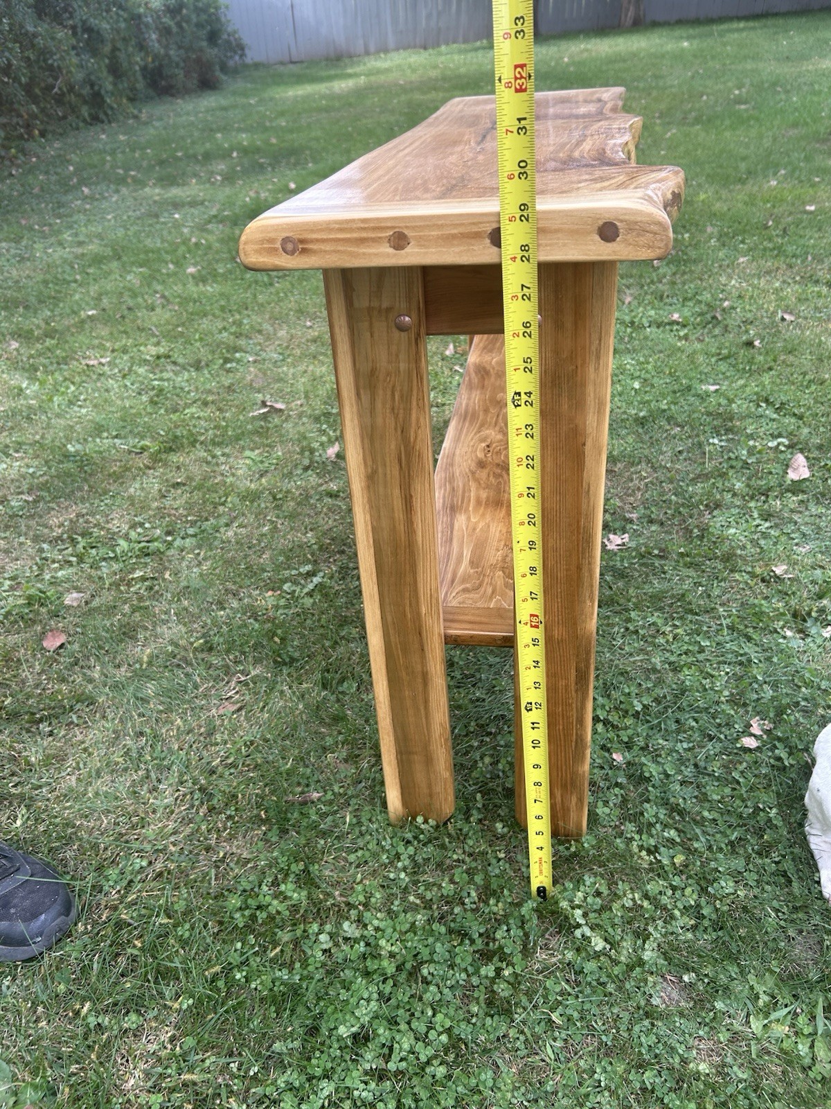 60x12x29 Thick Live Edge Sofa Entry Table Light Finish Northern White Cedar STA