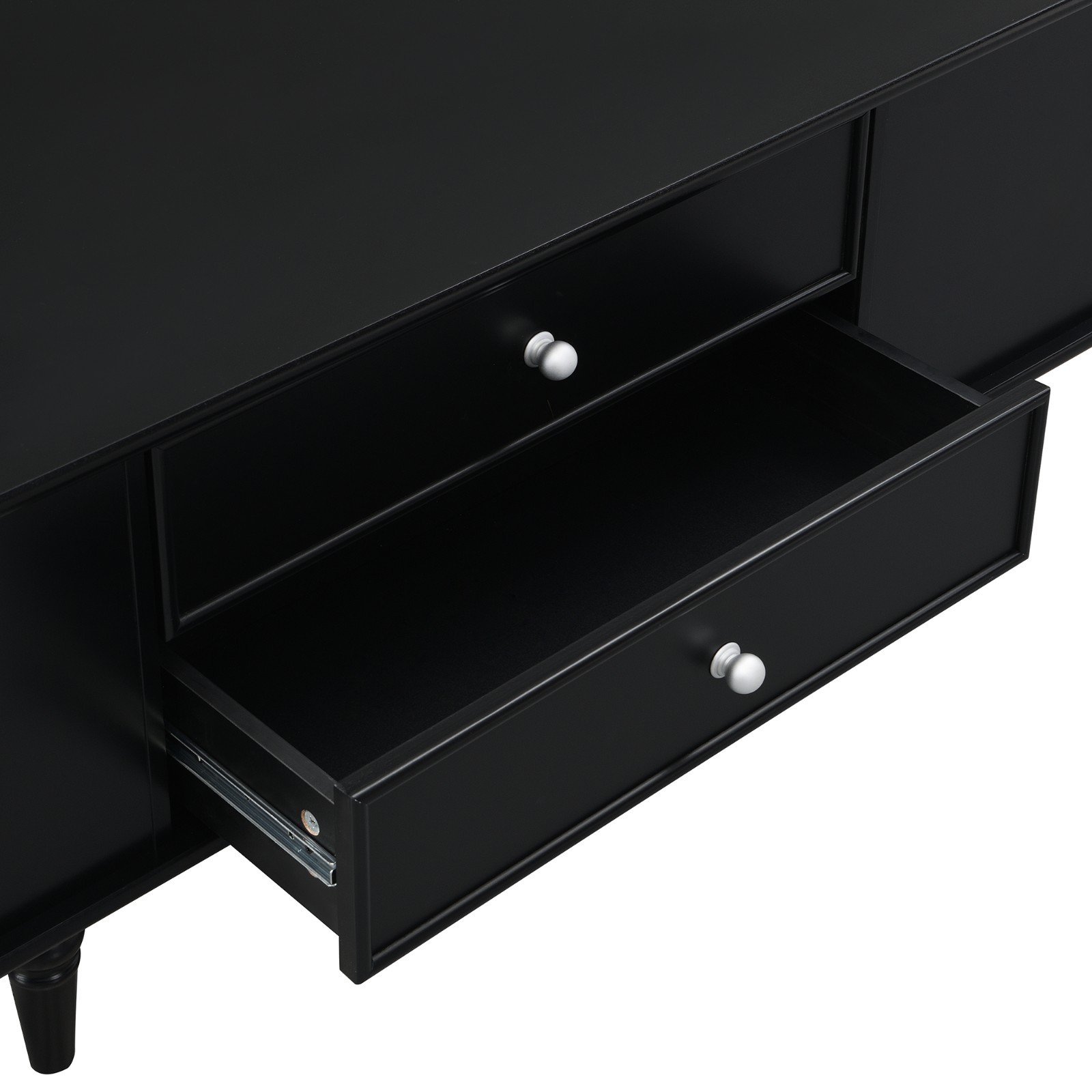 Modern Rectangle Coffee Table Center Table With Storage Drawers Solid Wood Legs