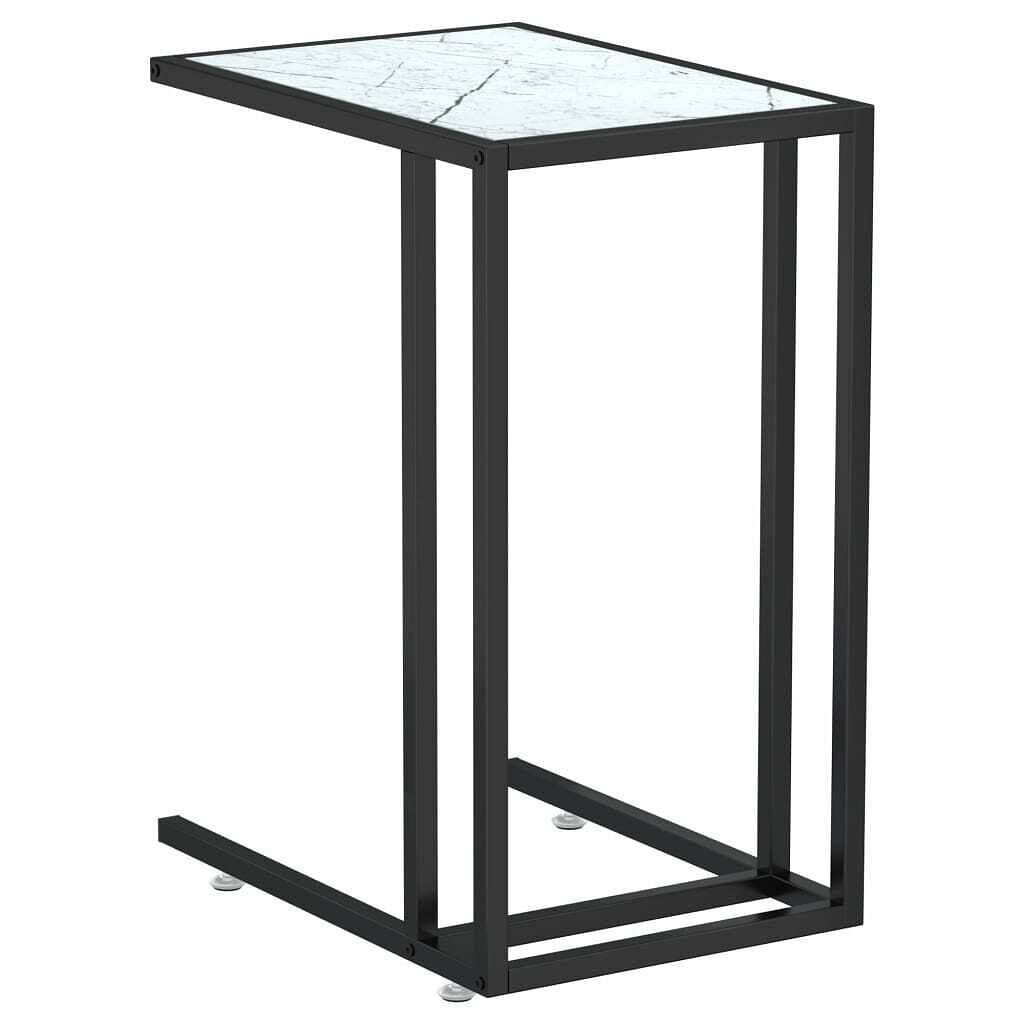 Side Table White marble Tempered glass, iron 19.7 x 13.8 x 25.6 in