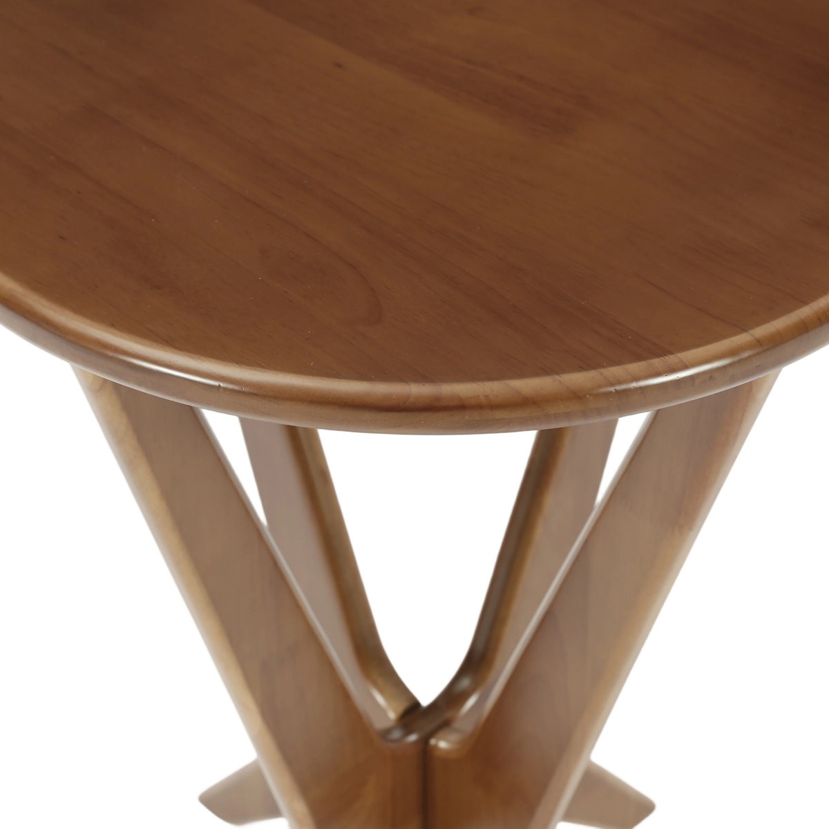 Solid Wood Round End Table 19.69” Mid-Century Modern Side Table for Living Room