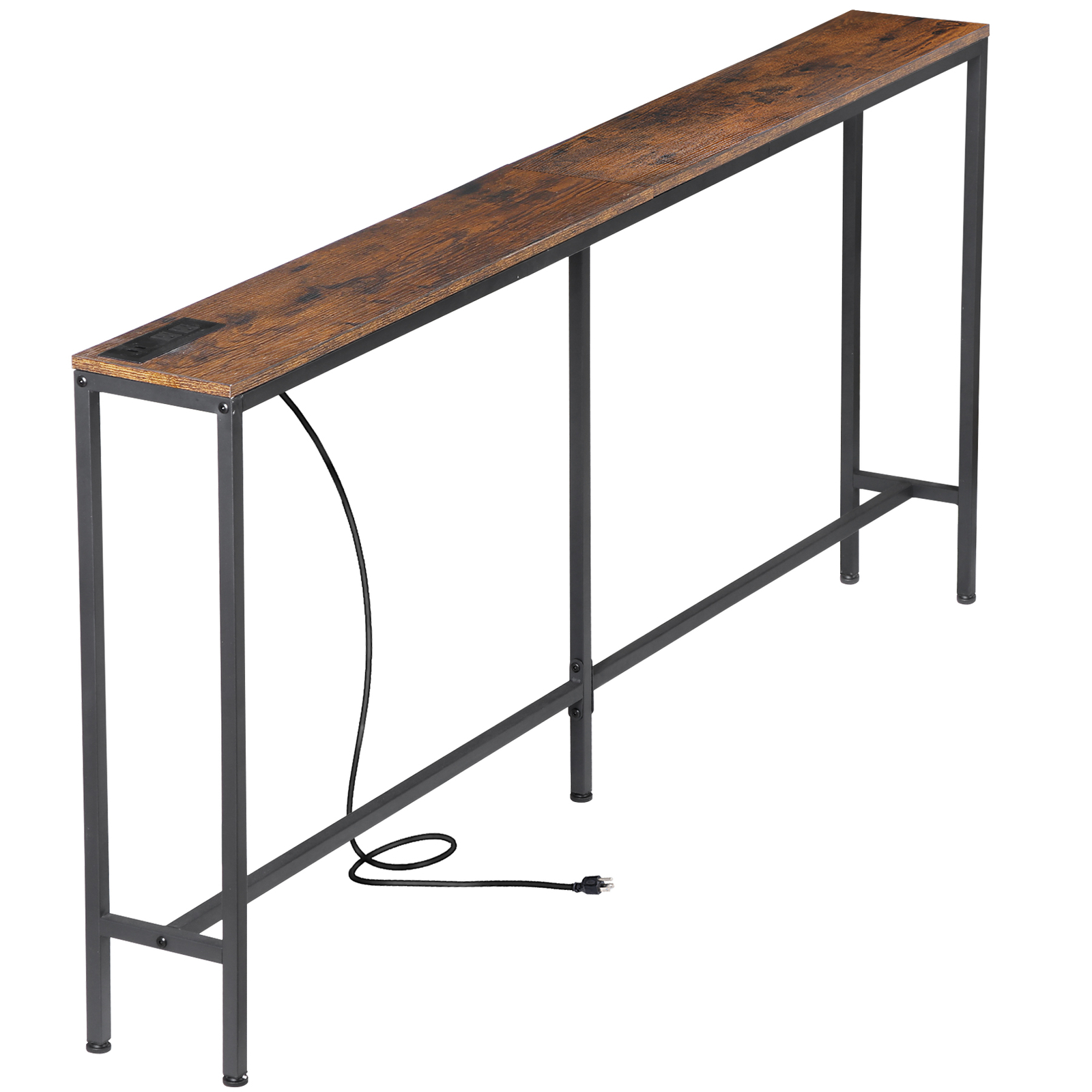 Console Table with Power Outlets and USB Ports Narrow Sofa Table for Living Room