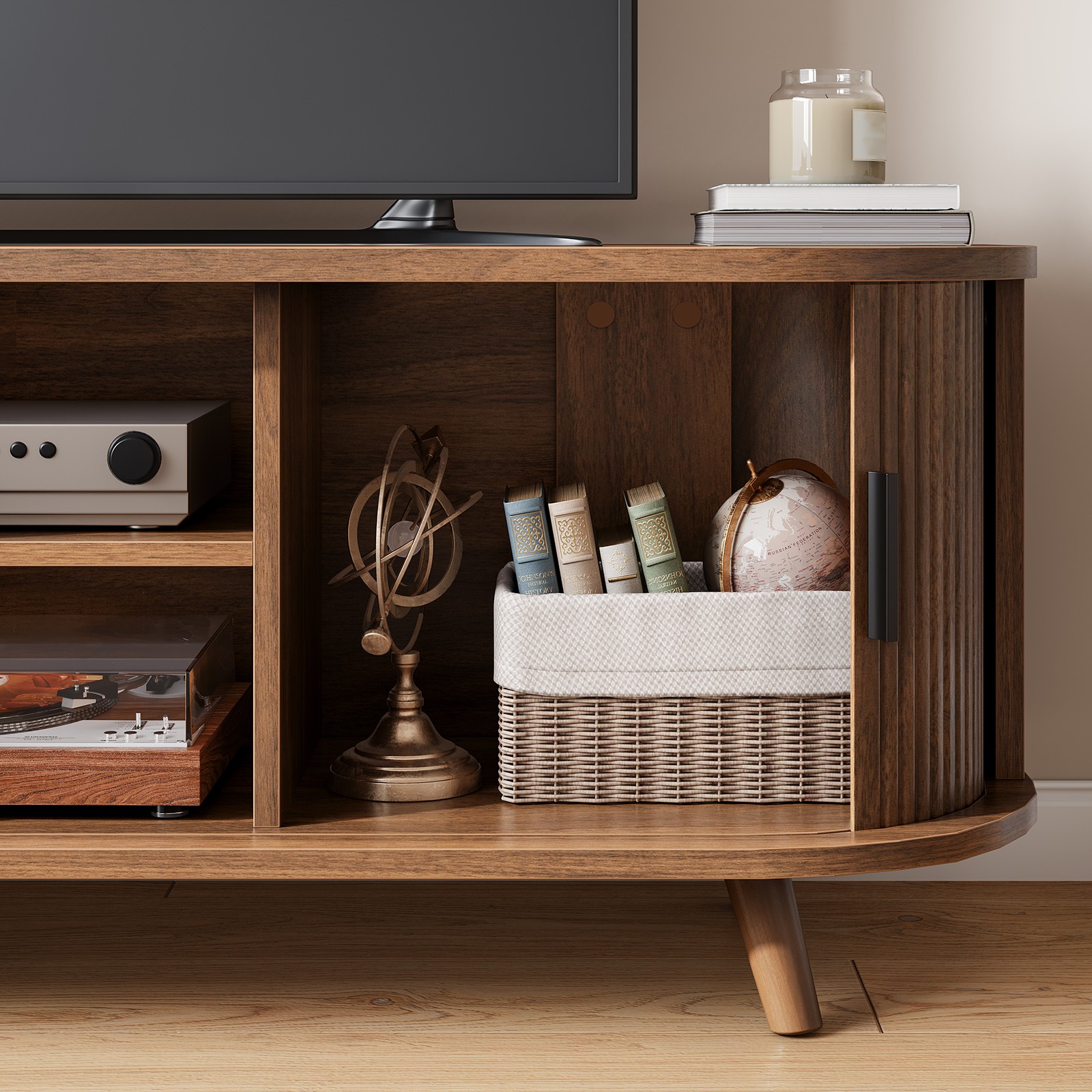TV Stand for TVs Entertainment Center 59.1″L x 15.7″W x 21.7″H TV Console Table