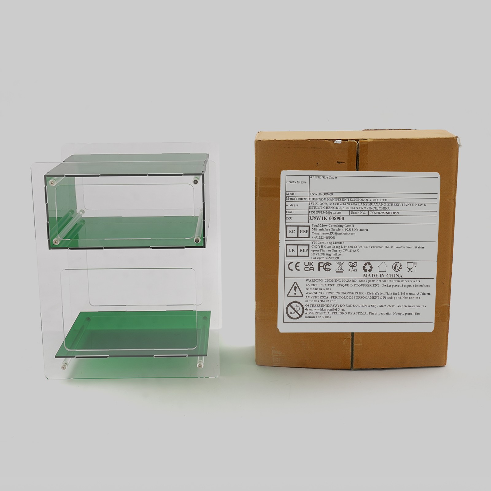 Acrylic Side Table, Acrylic Nightstand Green for Bedroom&Living Room Side Table