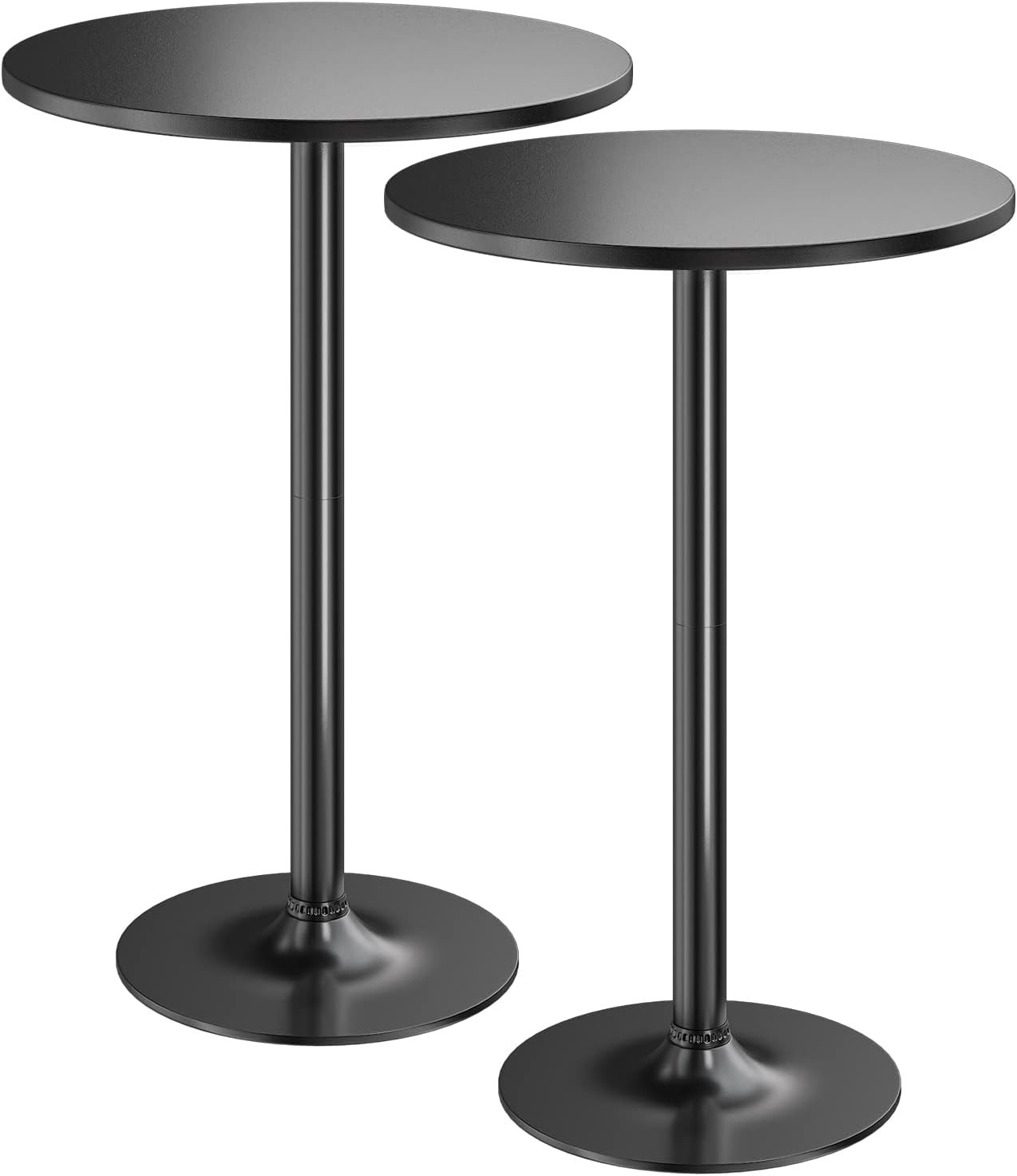 Bistro Pub Table 2 Pack Round Bar Height Cocktail Table Metal Base MDF Top