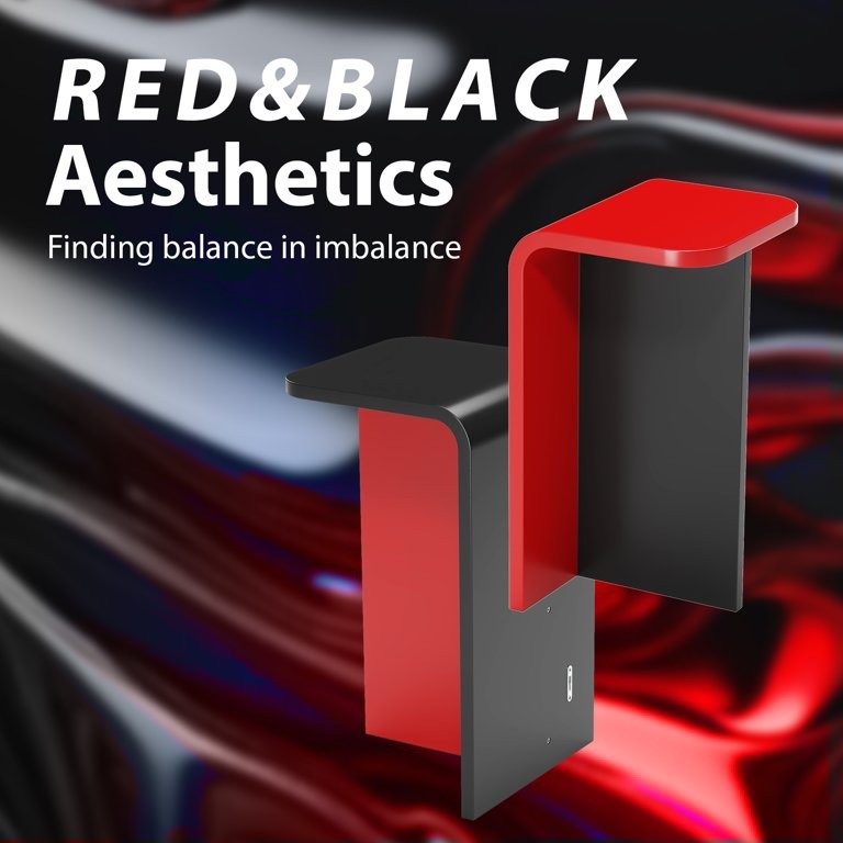 Modern Red/Black Two Tone End Table With Unique High Low Design Multifunctional