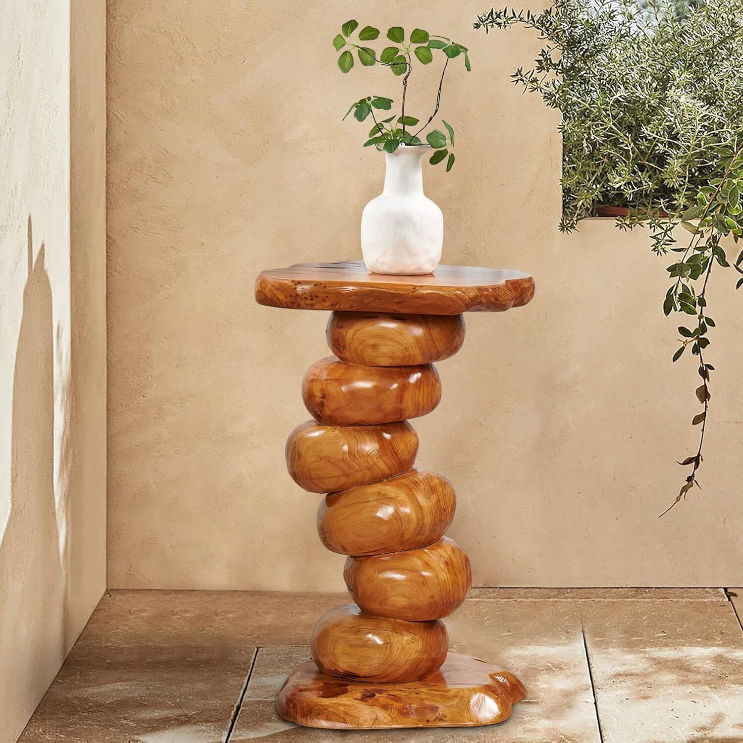 GREENAGE Cedar Roots Multibeads Stand Stool Tree Stump Side Table 23.6″ H Rustic