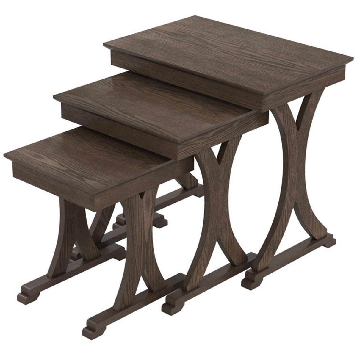 3Piece Nesting Coffee Table Set Space-Saving with Vintage Wood-Like Finish