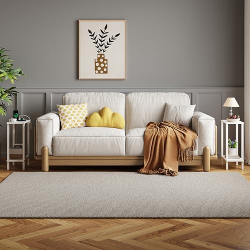 Small Side Table, Narrow End Table, 2-Tier（7.9″D x 15.8″W x 22.5″H） 2 White