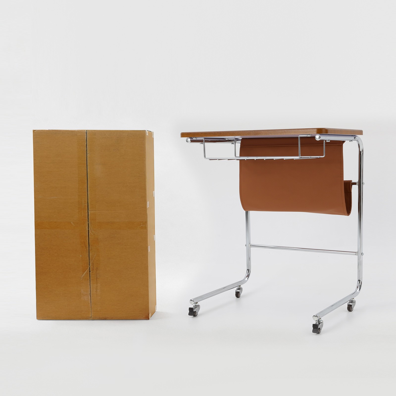 Sofa Side Table,C-Shaped End Table with Universal Wheels,End Table living room