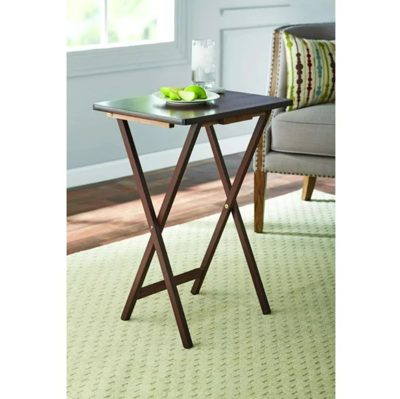 Indoor Single Folding TV Tray Table – Walnut L 19 x W 15 x H 26