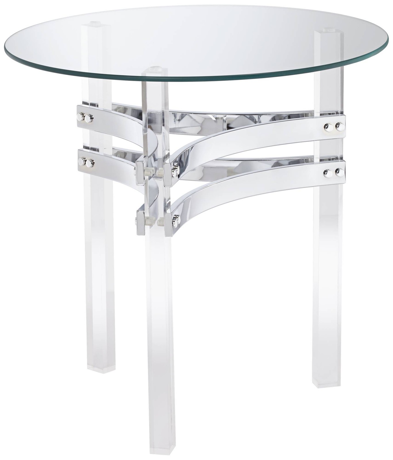 Serenity Modern Acrylic Round Accent Table 23 3/4″ Wide Clear Glass Living Room