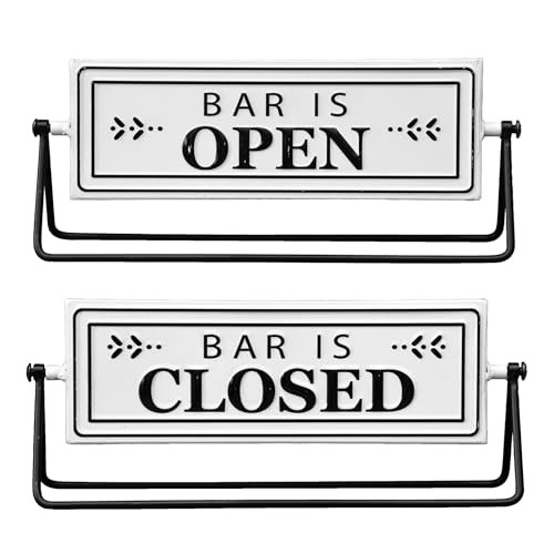 Swivel Bar is Open Closed Sign, Handmade Metal Tabletop Decor for Kitchen or