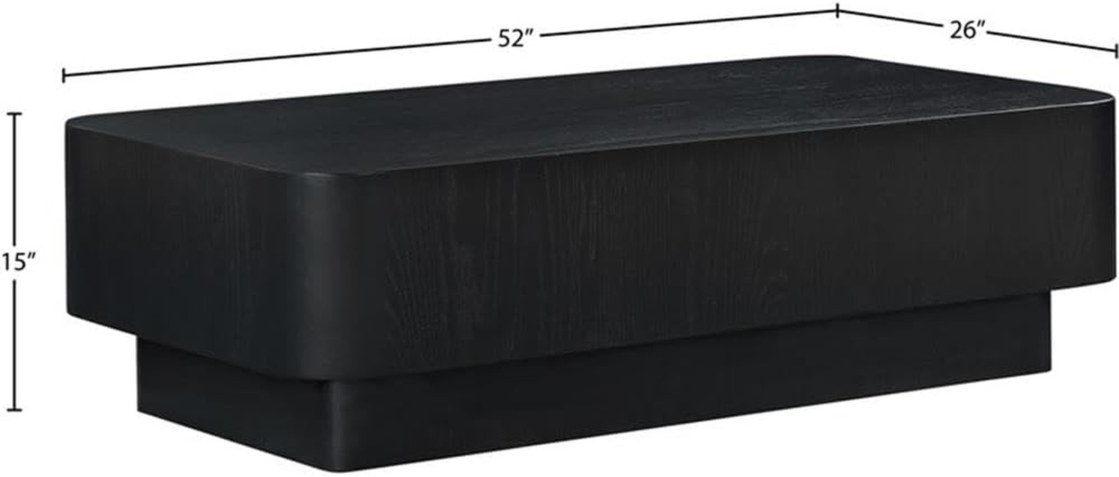 Art Deco Black Coffee Table – Oakmont Collection, 52″ W x 26″ D x 15″ H