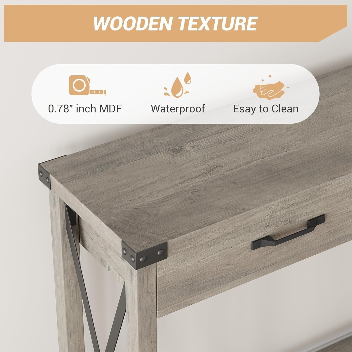 Console Table Open Shelf Accent Entryway Narrow Behind Sofa Table with 2 Drawer