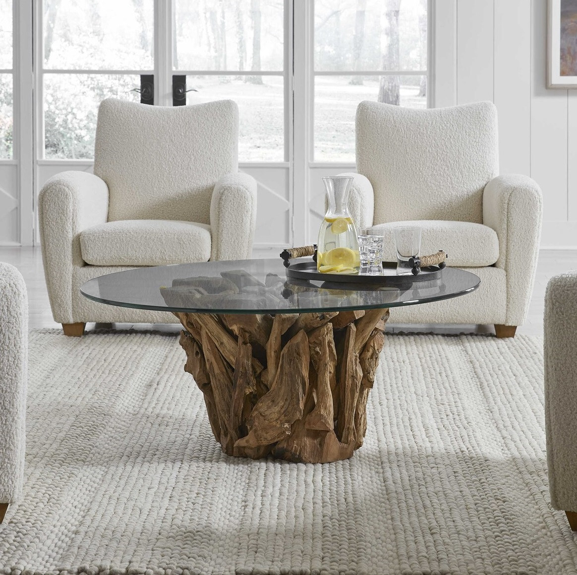 Large Teak Driftwood Coffee Table Cocktail Table Natural 43in ~ Uttermost 22876