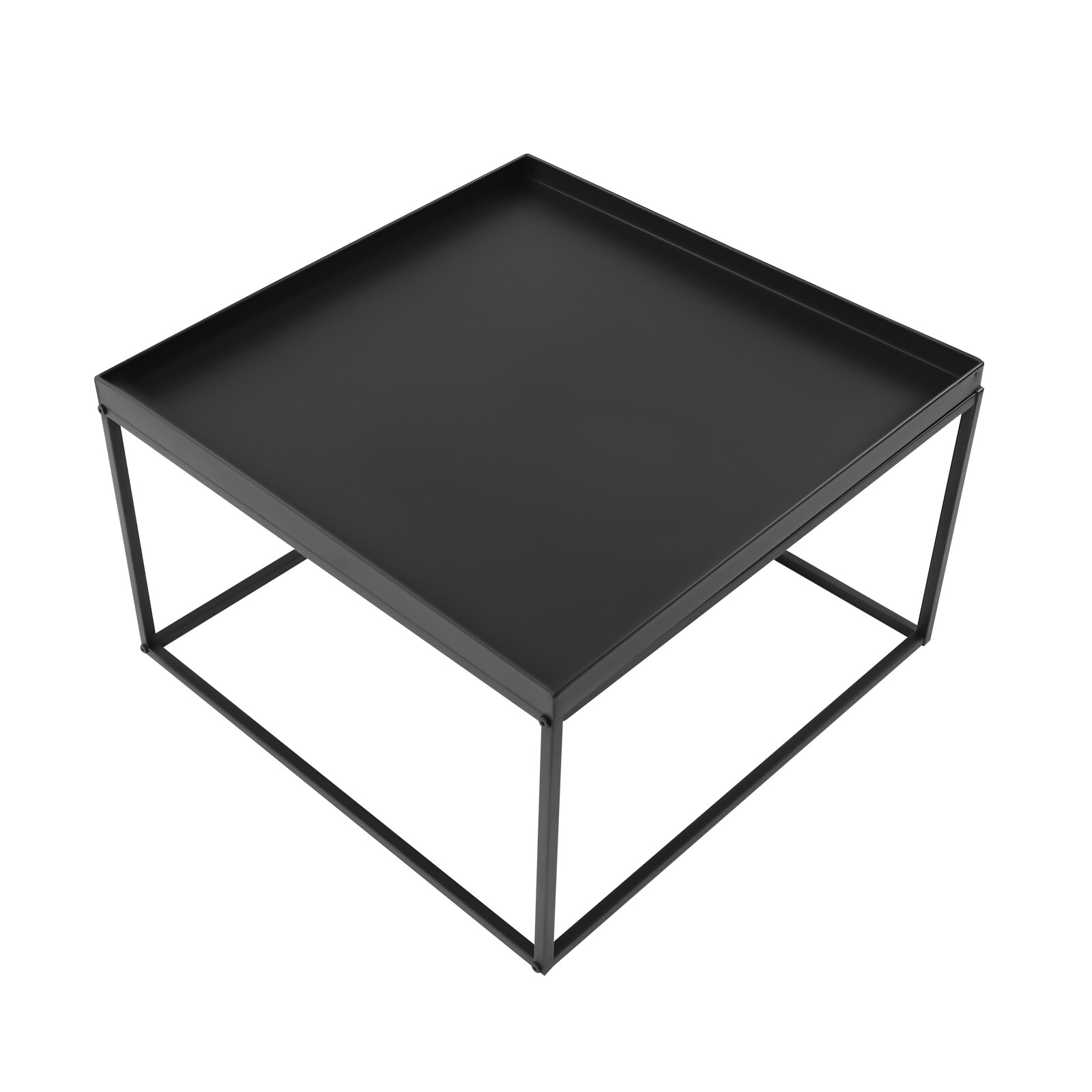 59cm Metal Square Coffee Table End Table/Side Table For Office Home Matt Black