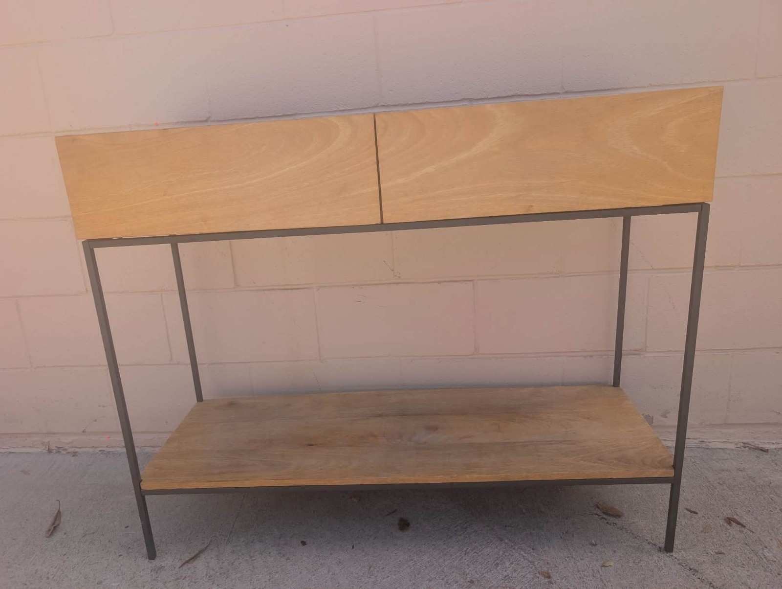 West Elm Raw Mango Wood & Iron Industrial storage console 42”