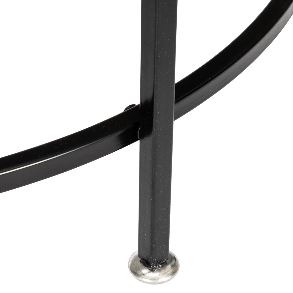 2 Layers 5mm Thick Tempered Glass Countertops Round Wrought Iron Coffee Table
