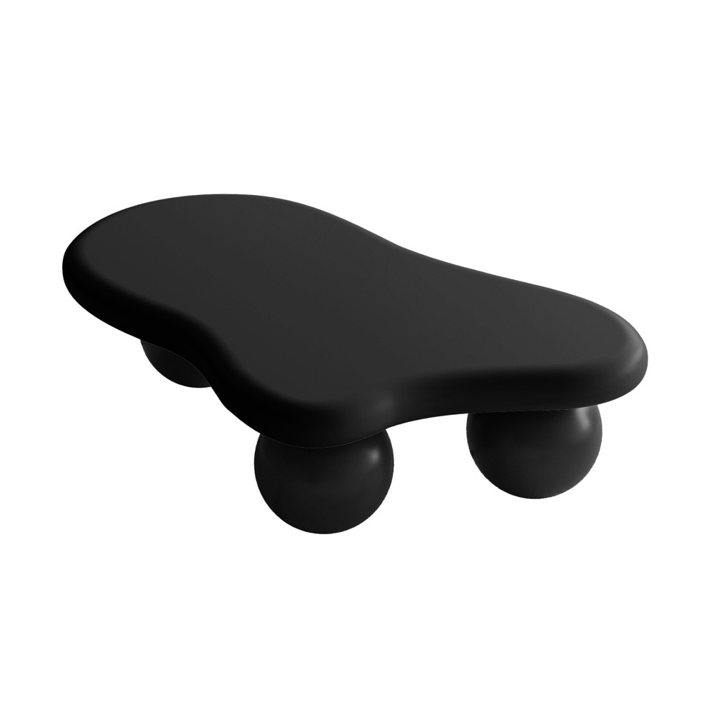 40 Inch Cloud Shaped Coffee Table with 3 Ball Legs for Living Room, Cream White
