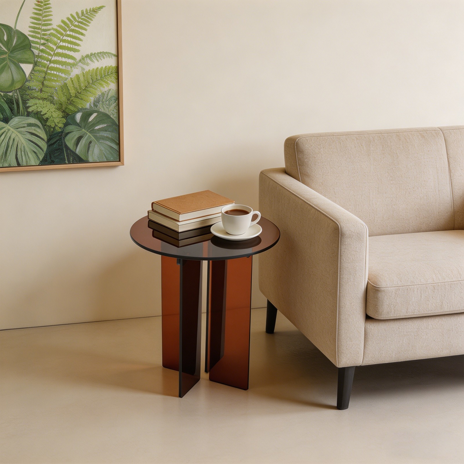 15.7in Minimalist Acrylic Coffee Table Round Side Table for Living Room, Office